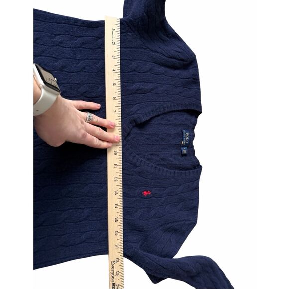 POLO RALPH LAUREN sweater Twist knit wool cashmere V-neck Blue size M - Picture 8 of 10